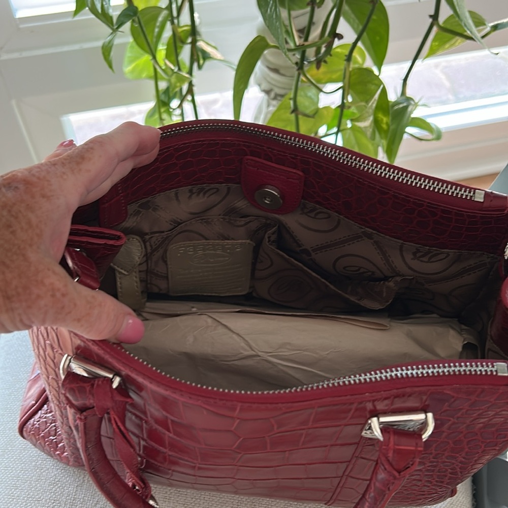 Brighton Elegant Red Crocodile-Embossed Handbag. Perfect for Valentine’s Day! - Picture 2 of 3